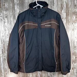 Columbia Interchange 2 In 1 Jacket Womens M Black Brown Removable Fleece Jacket